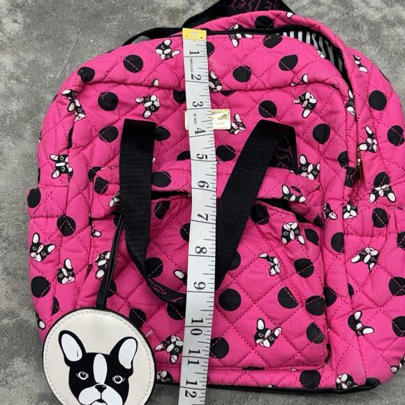 Betsey Johnson French Bulldog Boston Terrier Dog Hot Pink Polka Dot Backpack - Picture 9 of 10